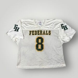 VTG FH Federals Jersey Mens Large White Football Mesh Practice #8 Adult Team Top